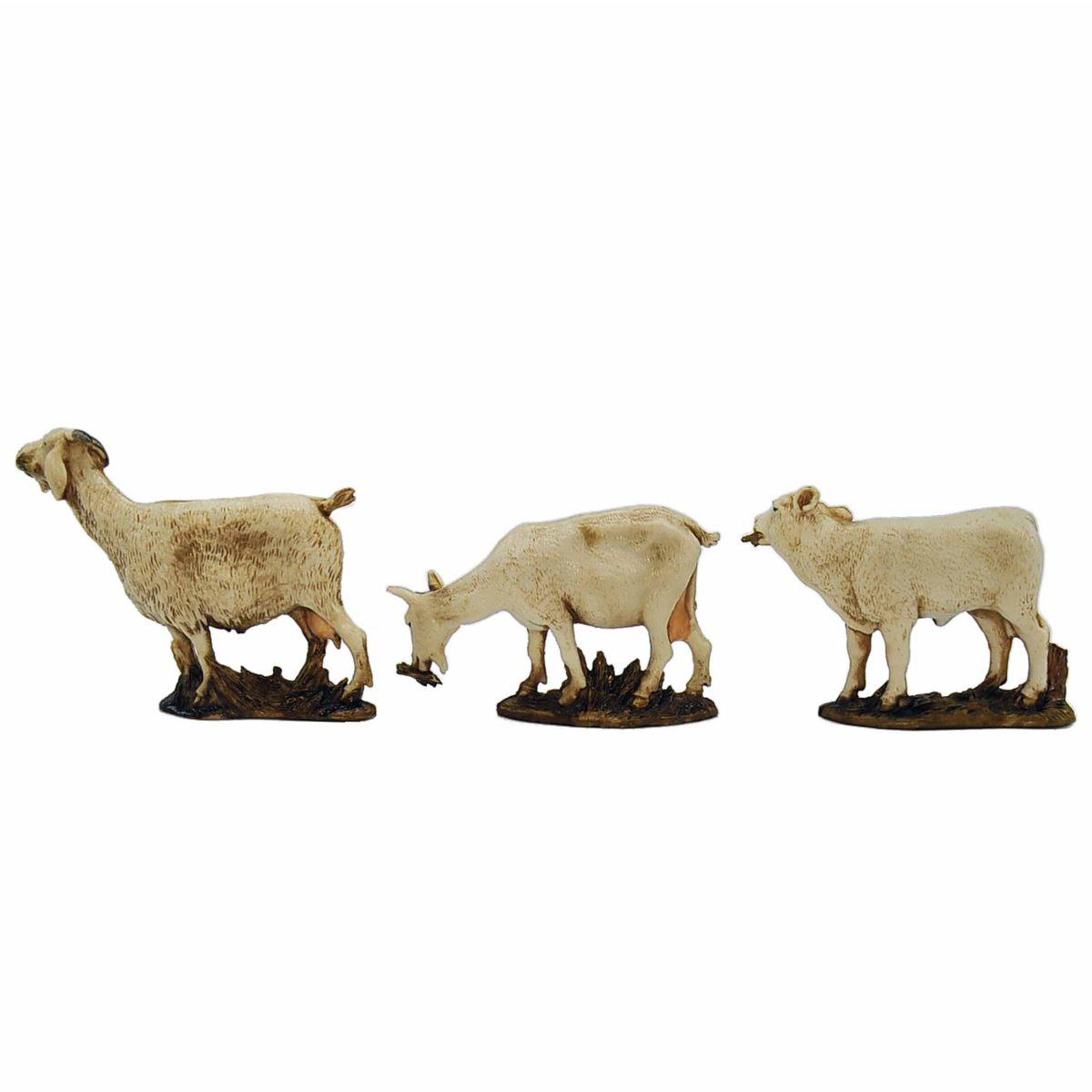 Animali Set pz.3 Vitello Pecora Capra cm.10 | Moranduzzo