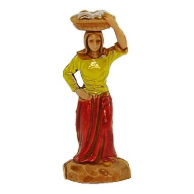 Statua presepe 3,5 cm donna con cesta in testa