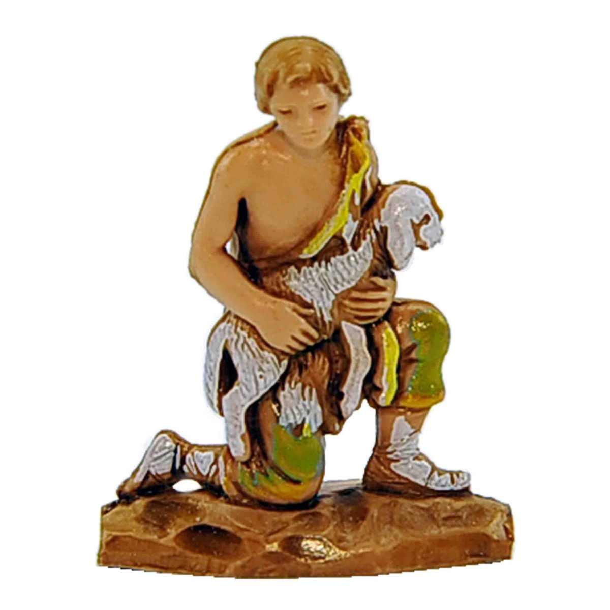 Statua presepe 3,5 cm pastore agnello in braccio