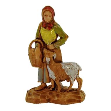Statua presepe 3,5 cm donna con capra