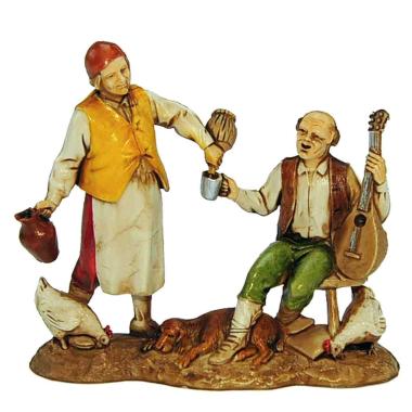 Statua cm.8 Oste con Cantastorie e Chitarra | Moranduzzo